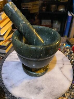 Green Agate Mortar Barely Used at All -